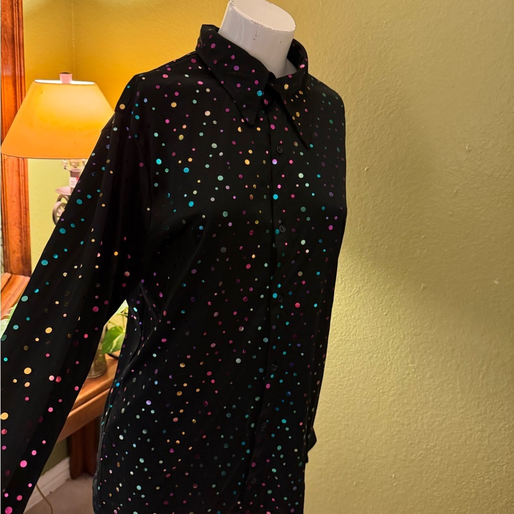 Colorful Polka Dot Button-Up Shirt - Picture 9 of 9